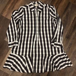 WORN ONCE Tuckernuck Women's Black / White Plaid Linen Shirt Dress - sz XL